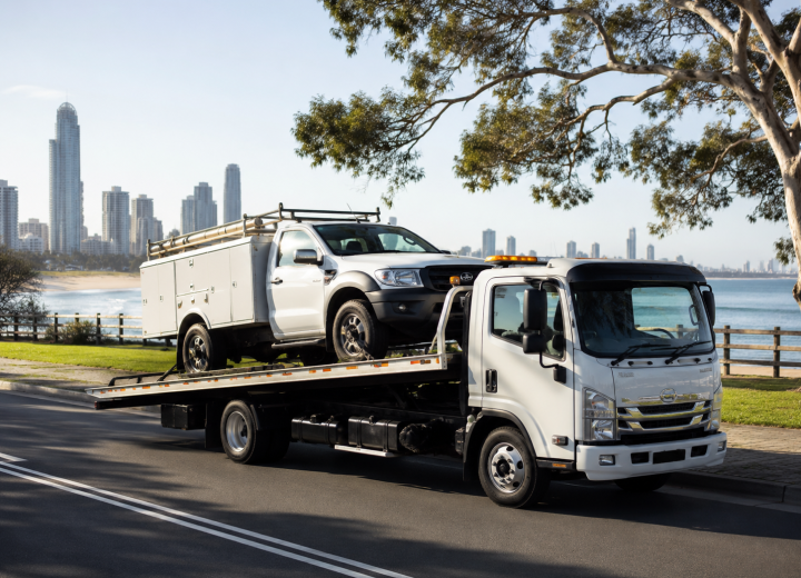 Tow truck completing a professional vehicle recovery.