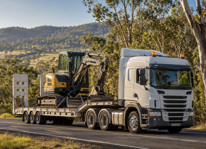 Heavy transport travelling through regional Southeast Queensland.