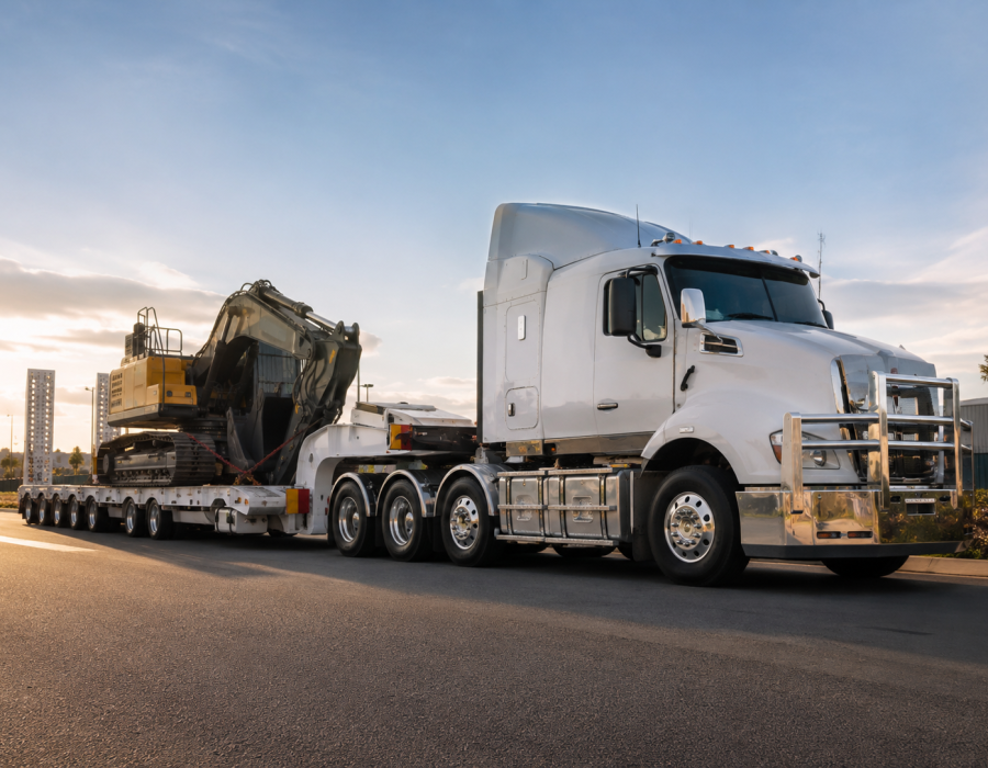 Heavy transport truck working on a Queensland road.
