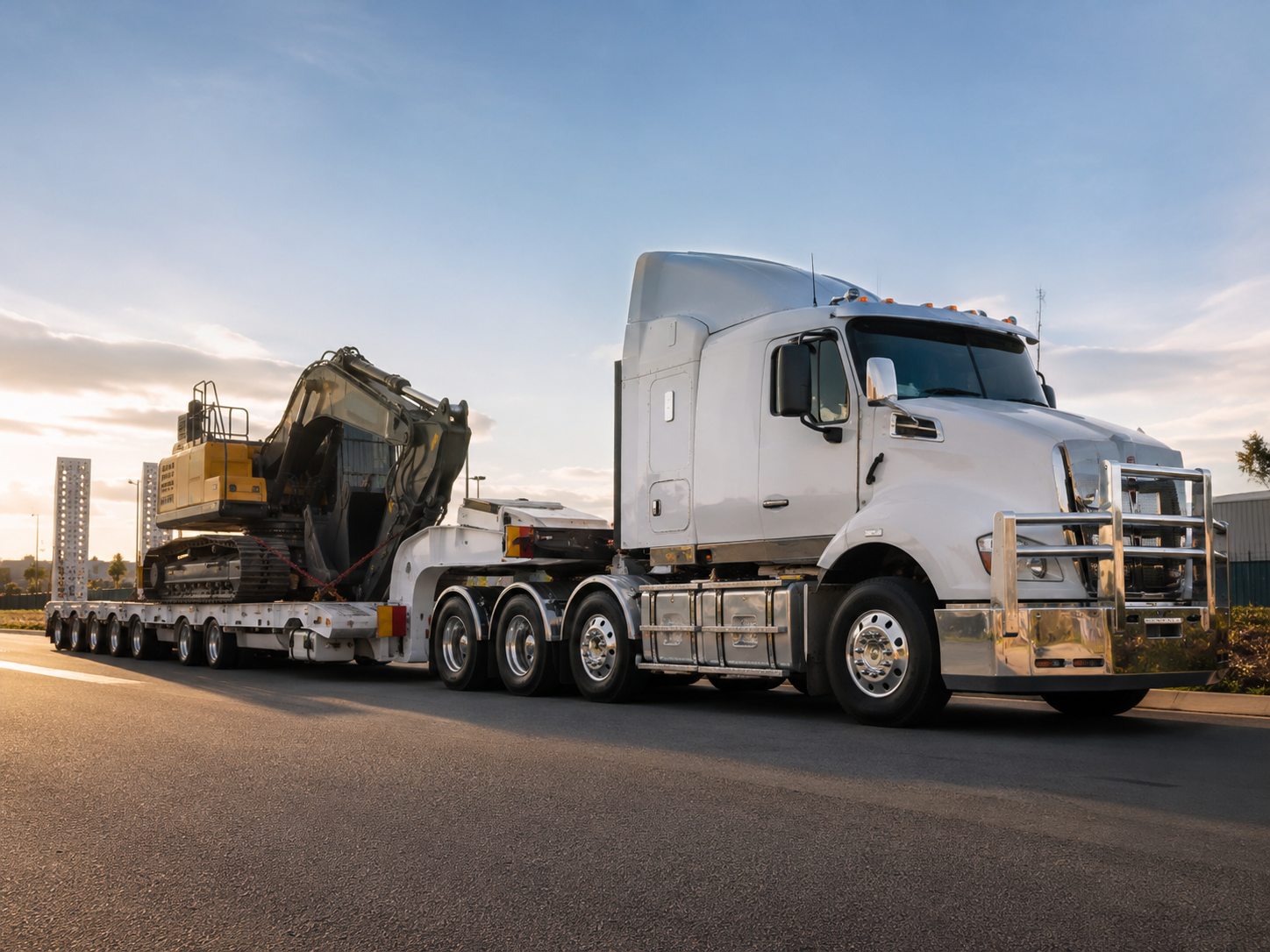 Heavy transport truck working on a Queensland road.