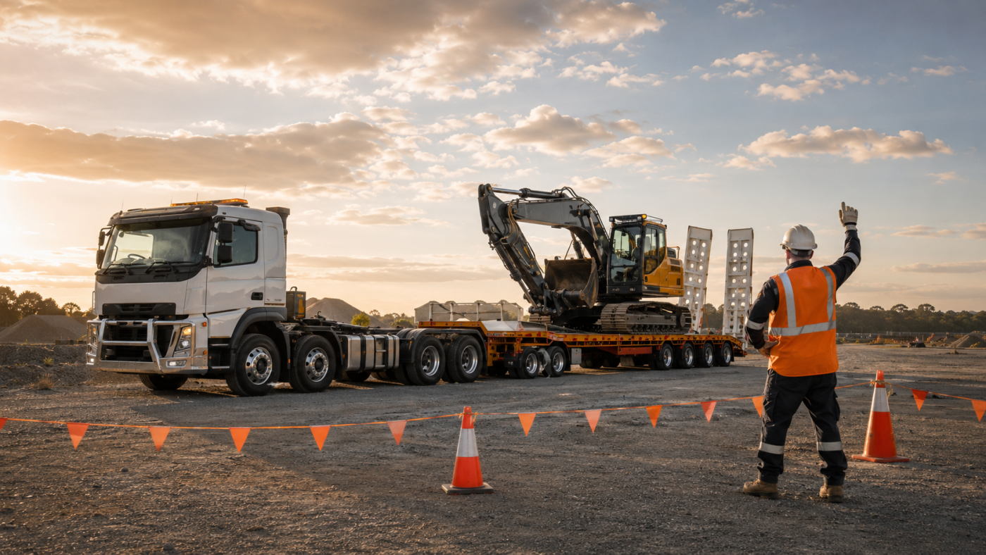 Major machinery delivery to a civil construction project.