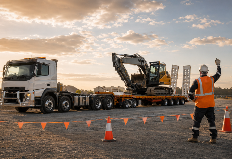 Major machinery delivery to a civil construction project.